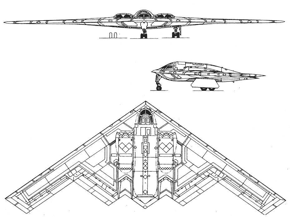 Northrop B-2 three-view diagram