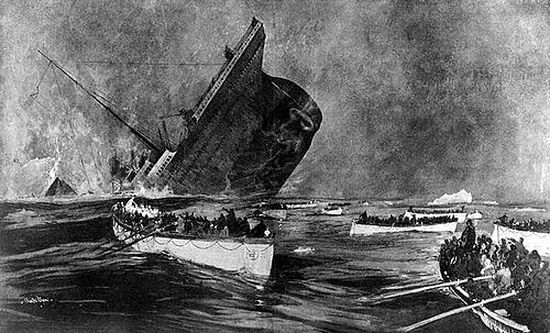 Titanic sinking stern illustration